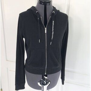 Calvin Klein Performance Waffle Knit Zip Up Hoodie Black Sweatshirt, Size M